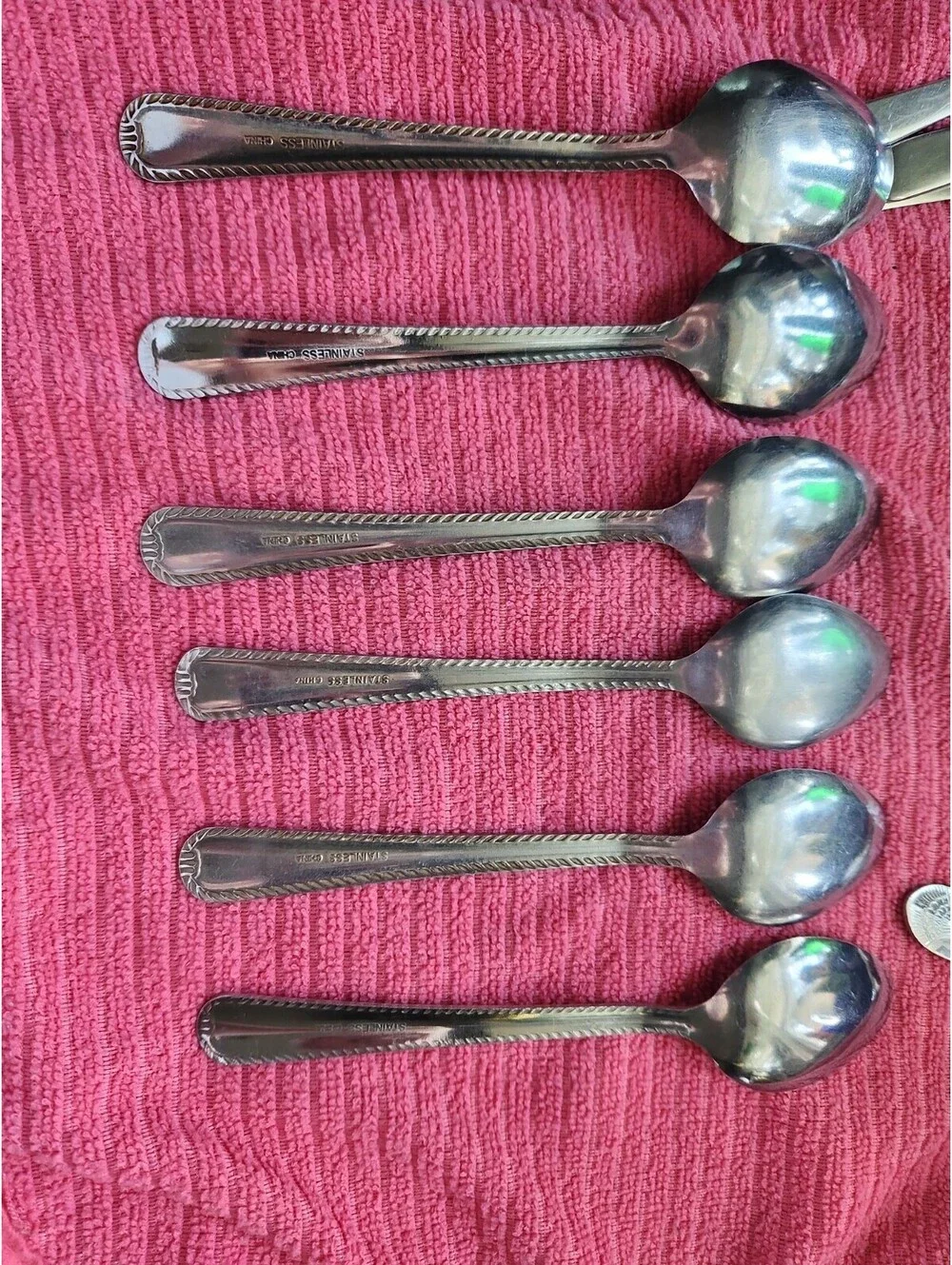 Moda Fina Stainless Steel Teaspoons Unknown Pattern 